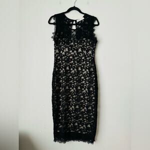 Live Fast Love Hard Black Lace nude Lined Sleeveless Dress Size Size woman L